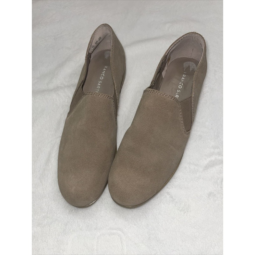 Franco Sarto Pardon Sand Suede Round Toe Slip On Loafers Womens Size 9.5M Shoes